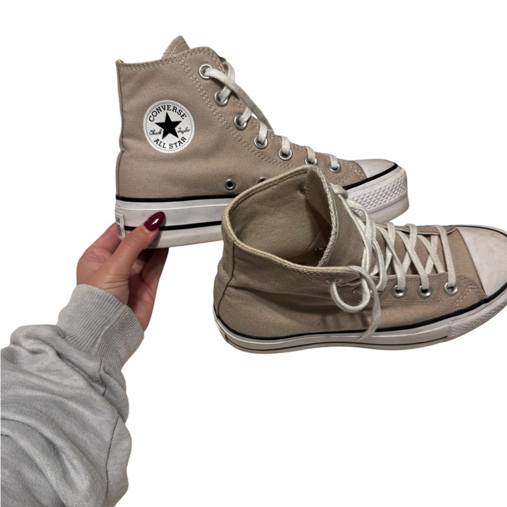 High-Top Canvas Platform Sneakers - Picture 2 of 3